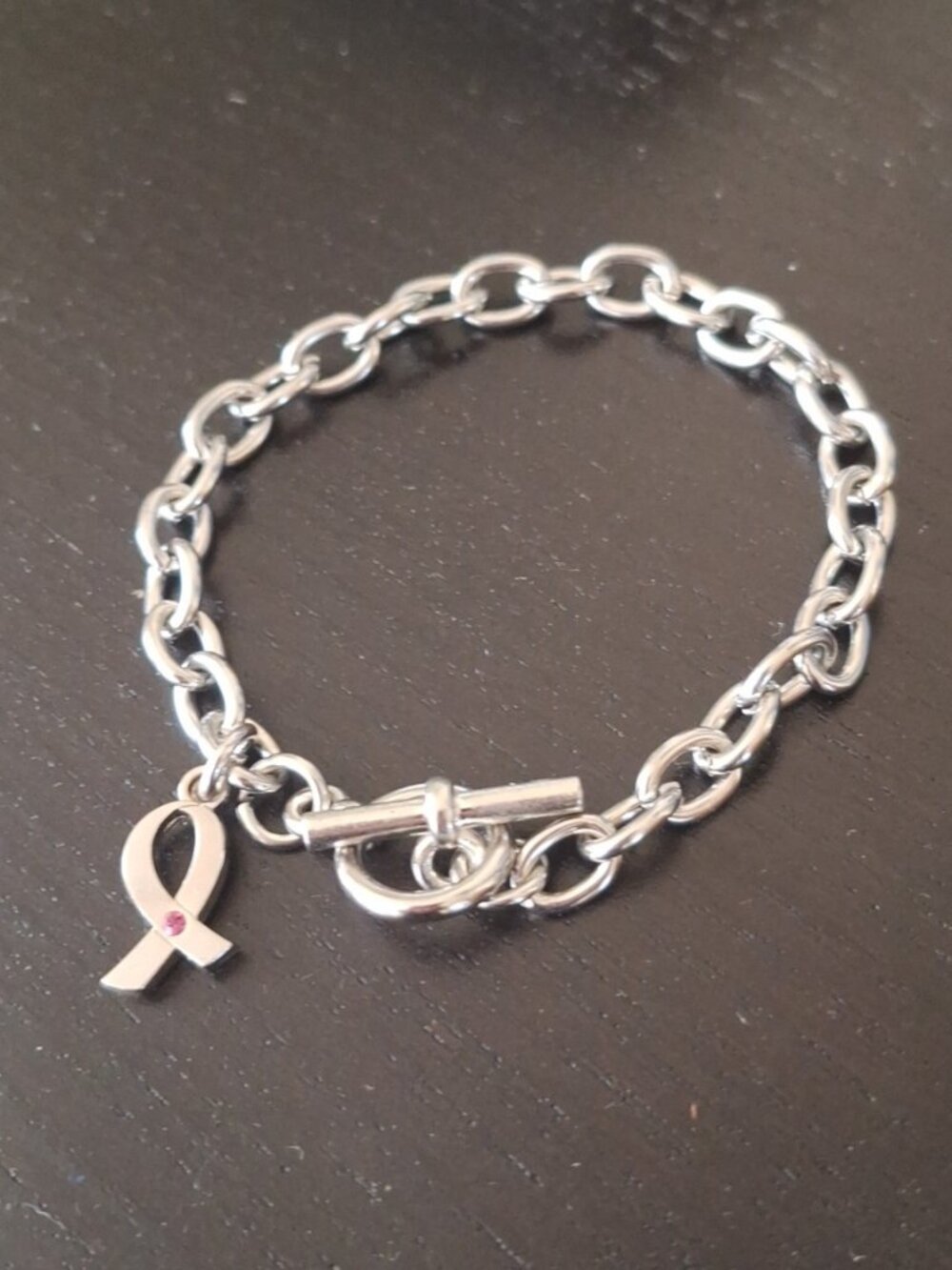 BREAST CANCER AWARENESS STAINLESS STEEL BRACELET 8 INCHES